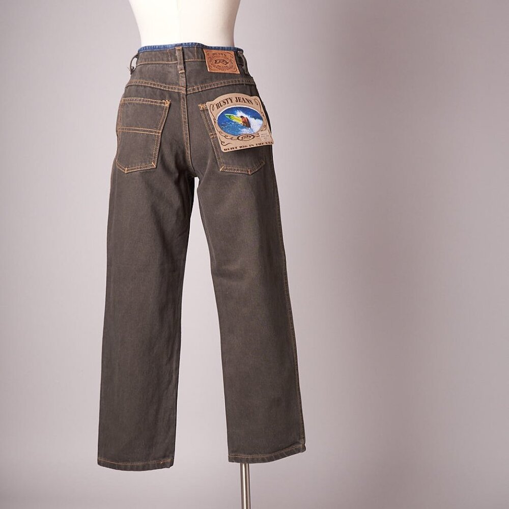 1990s Deadstock Charcoal and Denim Blue Rusty Surf Jeans